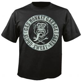 T-Shirt Uomo Gas Monkey Garage - Slogan Blood Sweat & Beers, Nero, 100% Cotone - Foto 11